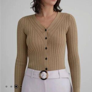 Club Monaco Ribbed Fitted Button Front Cardigan Size XS